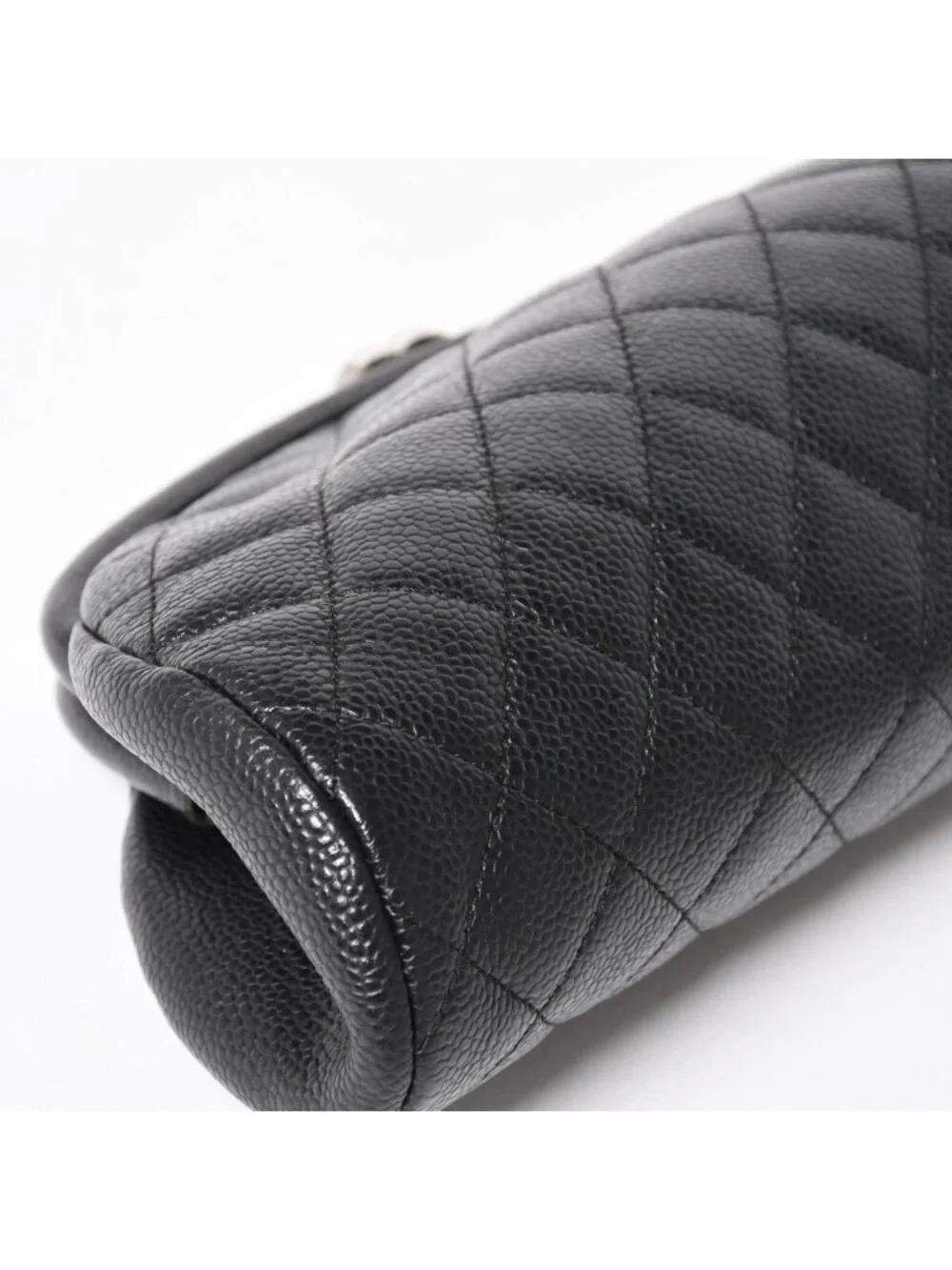 Chanel Timeless Classic Clutch CC Logo Caviar Leather Quilted Silver